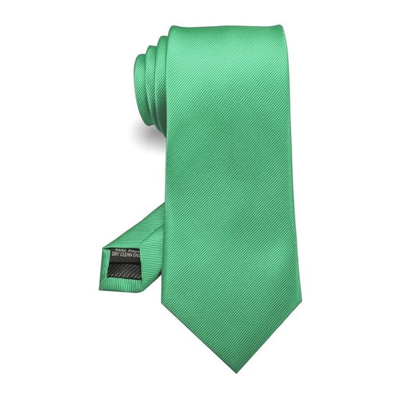 Mens 5 Piece Tie + Bow Tie + Pocket Square + Cufflinks + Clip Satin Lime Green - Picture 2 of 5